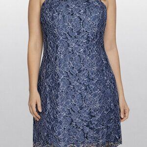 Francesca’s Mi Ami Lace Dress Size Large Blue Cocktail Party Prom Dressy Fancy